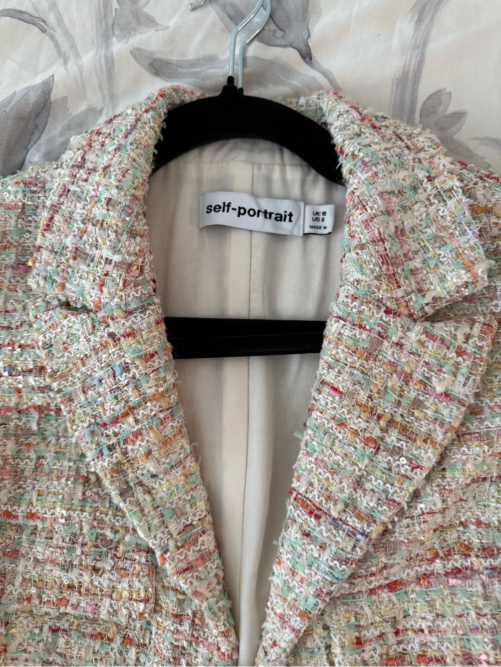 Self-Portrait Pastel Multicolor Tweed Blazer